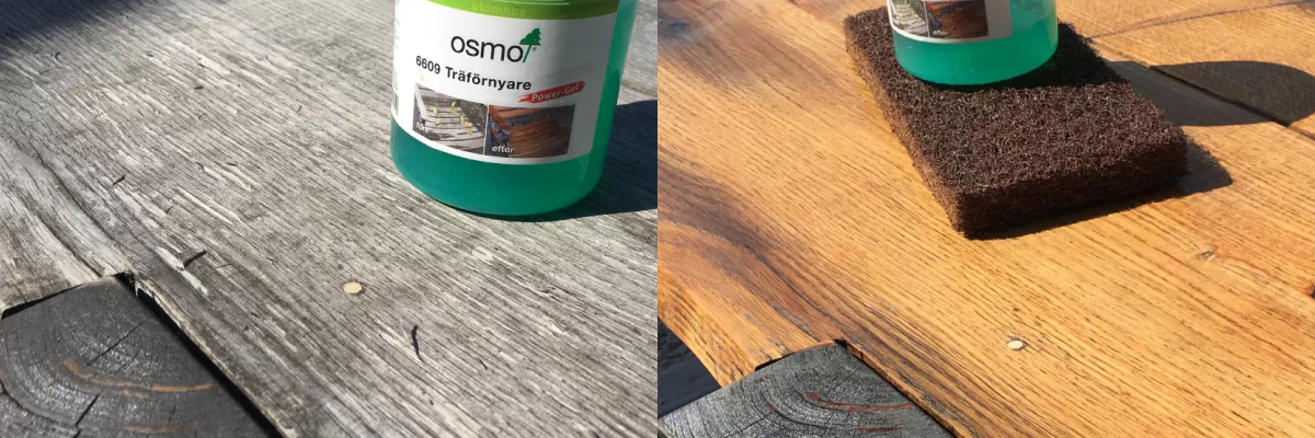 Porovnanie pred a po odšedení dreva pomocou odšeďovaču 6609