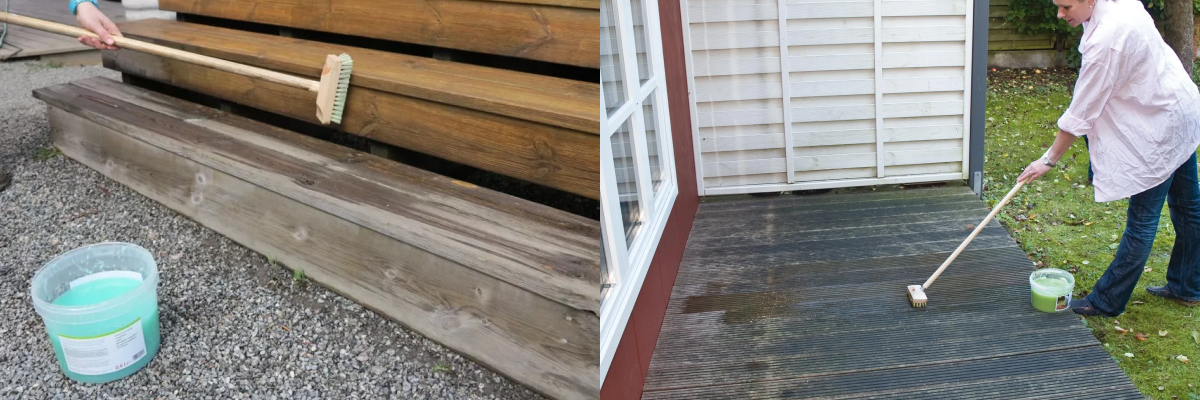 Čistenie drevených terás pomocou Osmo odšeďovaču dreva 6609