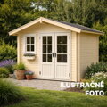 Záhradný domček natretý Osmo Vidieckou farbou 2204 slonovina – vizualizácia exteriérovej krycej farby na drevené konštrukcie