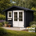 Záhradný domček natretý Osmo Vidieckou farbou 2703 čierno sivá – vizualizácia exteriérovej krycej farby na drevené konštrukcie